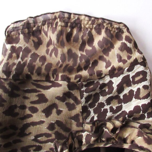 Bob Mackie Studio Women Blouse/Top Leopard Print Chiffon Ruffles Lined Sheer - Picture 10 of 14